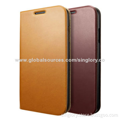 Ultra-slim Folio Leather Mobile Cases for Samsung Galaxy S5/V with Card Slot and Standing Function